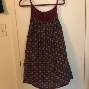 Self Maroon and Blue Dress